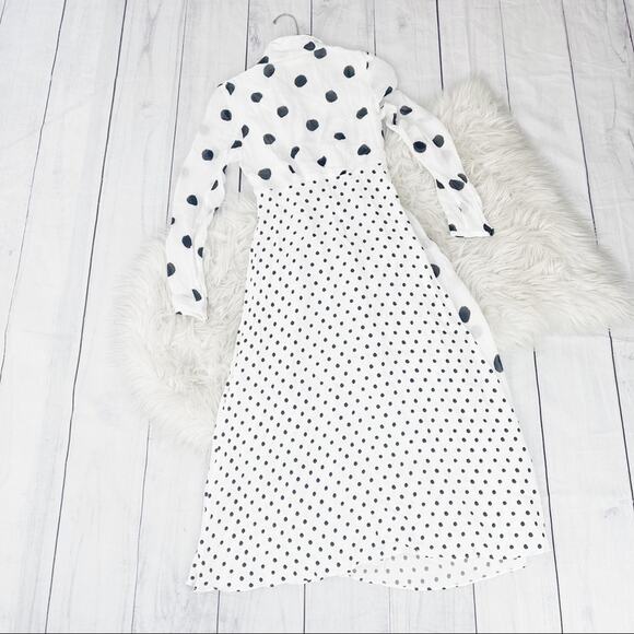 Farm Rio Onca Dots Polka Dot V-Neck Long Sleeve Dress Size XS NEW - Picture 4 of 5